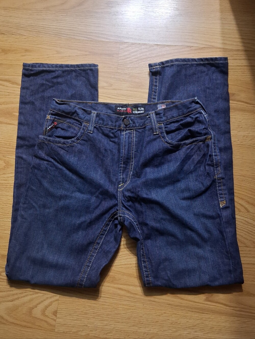 Ariat FR  Men’s Slim Straight Dark Indigo Jeans Sz 36/36 Pre-owned